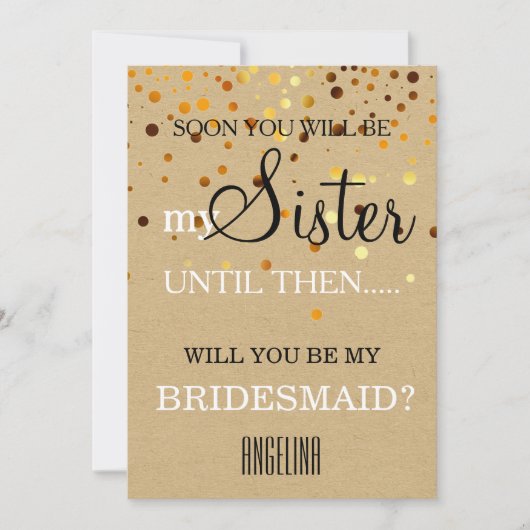 Wil je mijn bruidsmeisje zijn? uitnodiging (Voorkant)