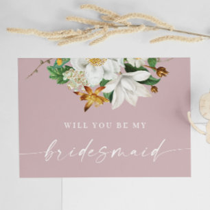 Wil Je Mijn Bruidsmeisje Zijn Zachte Mauve Roze Briefkaart