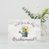 Wil je mijn bruidsmeisje zijn? Zonnebloem & Rustie Kaart (Staand voorkant)