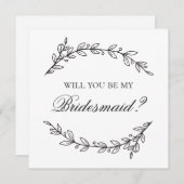 Wil je mijn bruidsmeisje zijn. Zwart-wit bruiloft Kaart (Voorkant / Achterkant)
