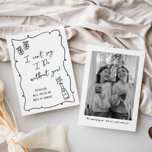 Wil je mijn...Champagne Doodle Bruids Voorstel zij Kaart