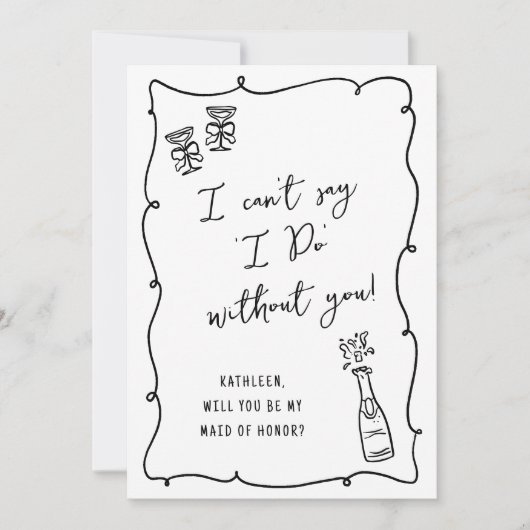 Wil je mijn...Champagne Doodle Bruids Voorstel zij Kaart (Voorkant)