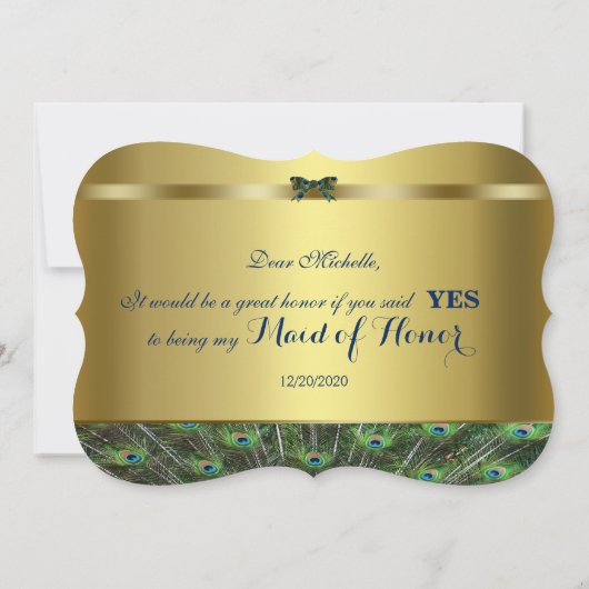 Wil je mijn getuige zijn? Custom Gouden Pauw Kaart (Achterkant)