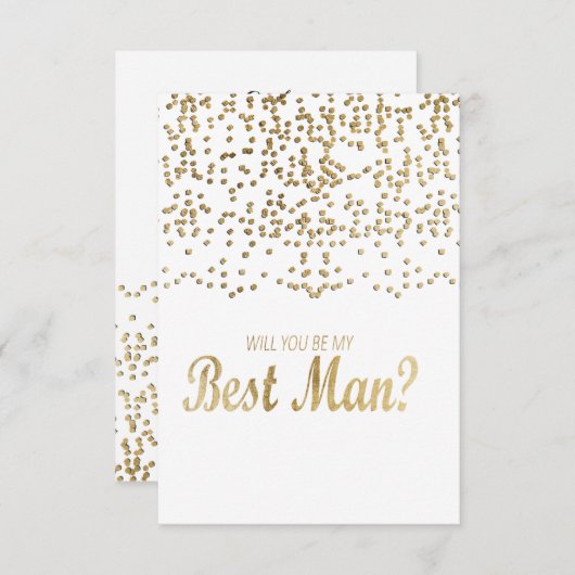 "Wil je mijn getuige zijn?" Nep gouden confetti Kaart (Voorkant / Achterkant)
