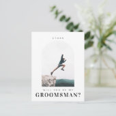 Wil je mijn Groomsman Minimal Photo Modern Arch zi Briefkaart (Staand voorkant)