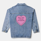 Wil je mijn Palestina bevrijden? Schattige Snoep H Denim Jacket (Achterkant)