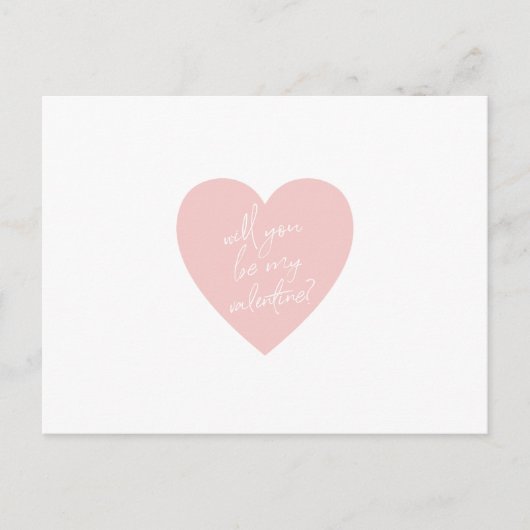 "Wil je mijn Valentijn zijn?" roze hart briefkaart (Voorkant)