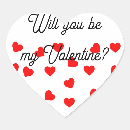 Wil je mijn Valentijn zijn? Speelse rode harten  Hart Sticker (Voorkant)