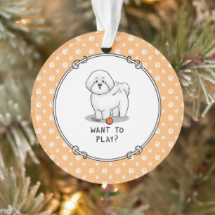 Wil je spelen? Bichon Frise Dog met Ball - Cute Ornament