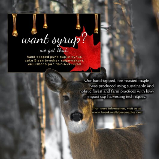 Wil je stroop? Dat hebben we! Amber Drips op zwart Visitekaartje