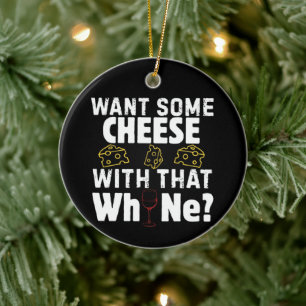 Wil je wat kaas bij die wijn? keramisch ornament