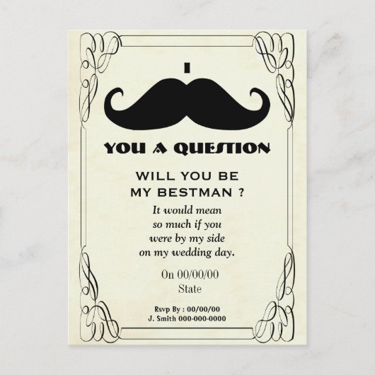 Wil jij mijn beste man zijn, mijn beste man? uitnodiging briefkaart (Voorkant)