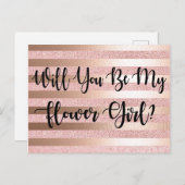 Wil jij mijn Bloemenmeisje Roos Gold Glitter&Folie Briefkaart (Voorkant / Achterkant)