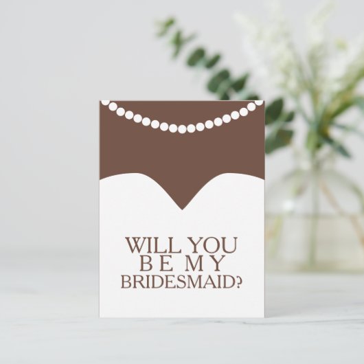 Wil jij mijn bruidsmeisje jurk en parels zijn? uitnodiging briefkaart (Staand voorkant)