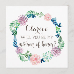 Wil jij mijn matron van eer zijn, bloemen waterver kaart
