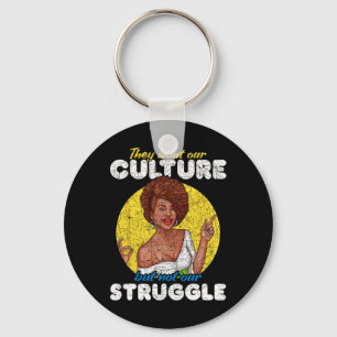 Wil onze cultuur niet onze strijd zwarte geschiede sleutelhanger