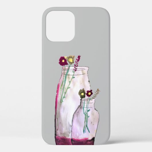 Wilbloemen van waterverf in vaas Case-Mate iPhone case (Achterkant)