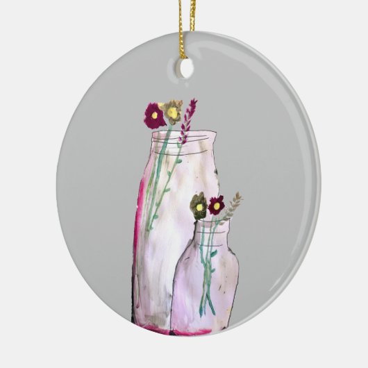 Wilbloemen van waterverf in vaas keramisch ornament (Links)