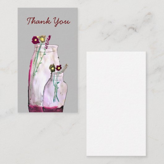 Wilbloemen van waterverf in vaas notitiekaartje (Voorkant / Achterkant)