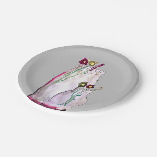 Wilbloemen van waterverf in vaas papieren bordje