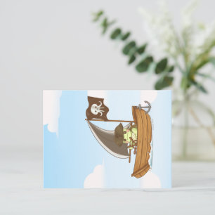 Wilbur de Schildpad Zeilt de Zeeën Piraat Schip Briefkaart