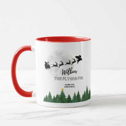 Wilbur Pig : Je serai à la maison pour Noël Mug (Gauche)