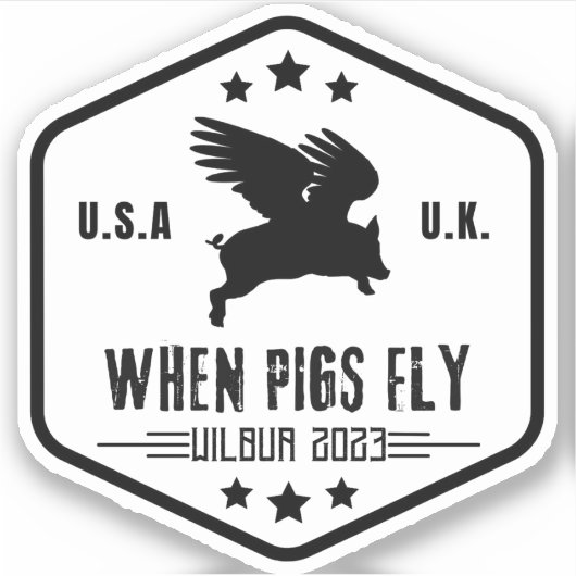 Wilbur Pig: Wanneer Varkens vliegen 3" sticker (Voorkant)