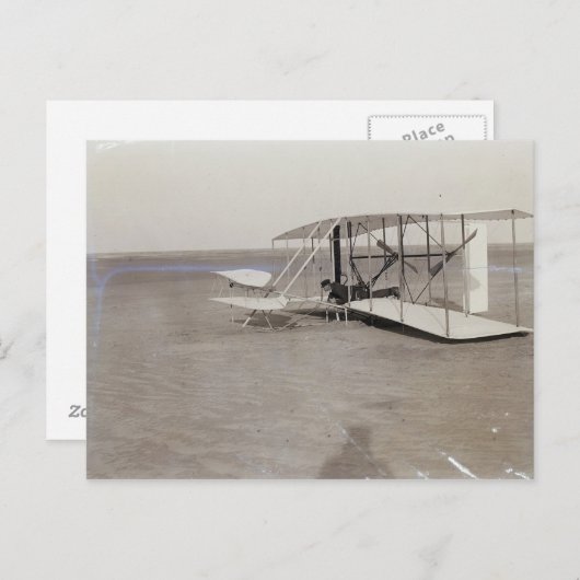 Wilbur Wright in Prone Position in Damaged Machine Briefkaart (Voorkant / Achterkant)