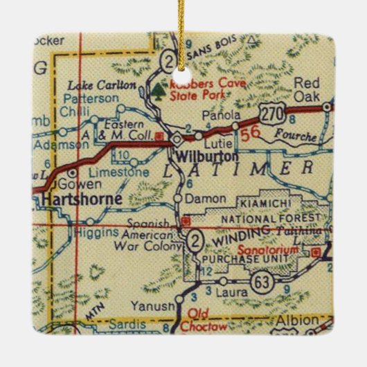 Wilburton OK  Kaart Keramisch Ornament (Achterkant)