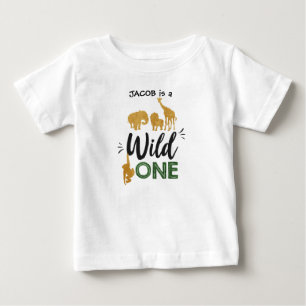 Wild 1 1e verjaardag Dieren Zwart Goud T-shirt