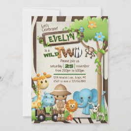 Wild 1st, 2nd and 3rd Birthday Girl Kaart