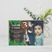 Wild 3 Safari Aangepaste foto Birthday Uitnodiging (Staand voorkant)