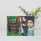 Wild 4 Safari Aangepaste foto Verjaardag Uitnodigi Kaart (Staand voorkant)