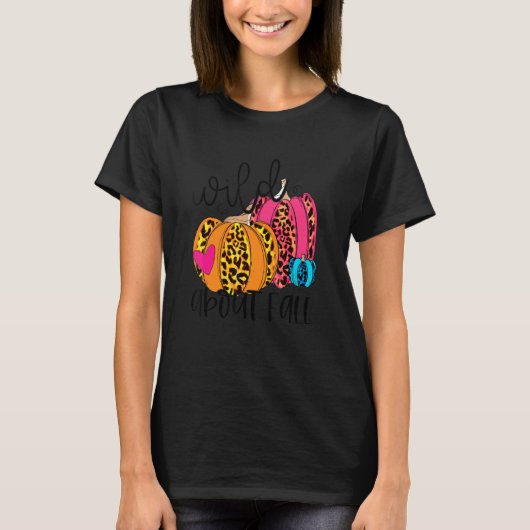 Wild About Fall Leopard Pumpkin Fall Vibes Hello F T-shirt (Voorkant)