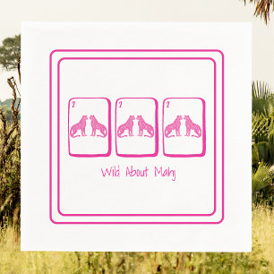 Wild About Mahj Roze Jachtluipaard Mahjong Tegels Servet