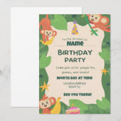 Wild About Monkeys Birthday Invitations (Devant / Derrière)