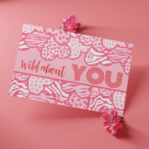 Wild About You Blush Roze Wilde Harten Valentijn Briefkaart