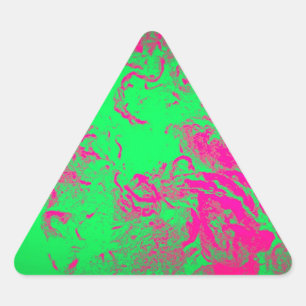 Wild Abstract Hot Pink en Neon Green Design Driehoek Sticker
