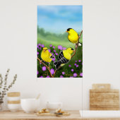 Wild American Goldfinches Print (Keuken)