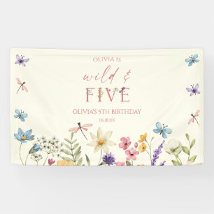 Wild and Five Wildflower 5e verjaardagsfeestje Spandoek