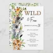 Wild and Free 3e anniversaire de fête Invitation (Devant / Derrière)