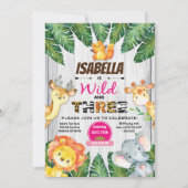 Wild and Three 3e anniversaire invitation safari (Devant)