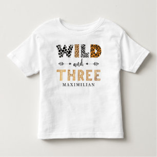 Wild and Three Birthday safari Baby T-Shirt