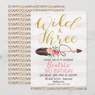 Wild And Three Girls 3e Anniversaire Invitation