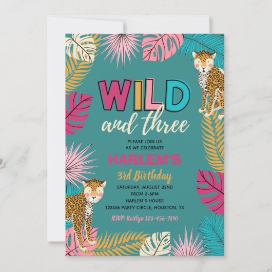 Wild and Three Invitation | Invitation de Cheetah (Devant)