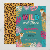 Wild and Three Invitation | Invitation de Cheetah (Devant / Derrière)