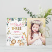 Wild and Three Safari Animaux Invitation Anniversa (Debout devant)
