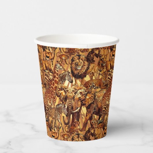 Wild Animal Collage Safari Bachelorette ID1149 Papieren Bekers (Rechts)