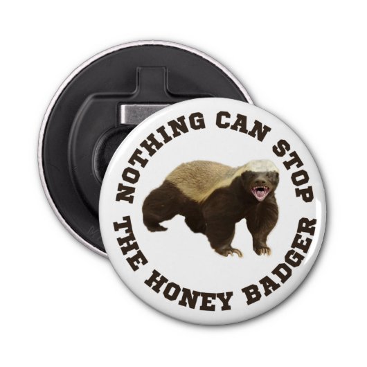 Wild Animal Honey Badger Funny  Button Flesopener (Voorkant)