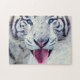 Wild Animal Jigzaag Puzzles, sluit witte tijger af Legpuzzel